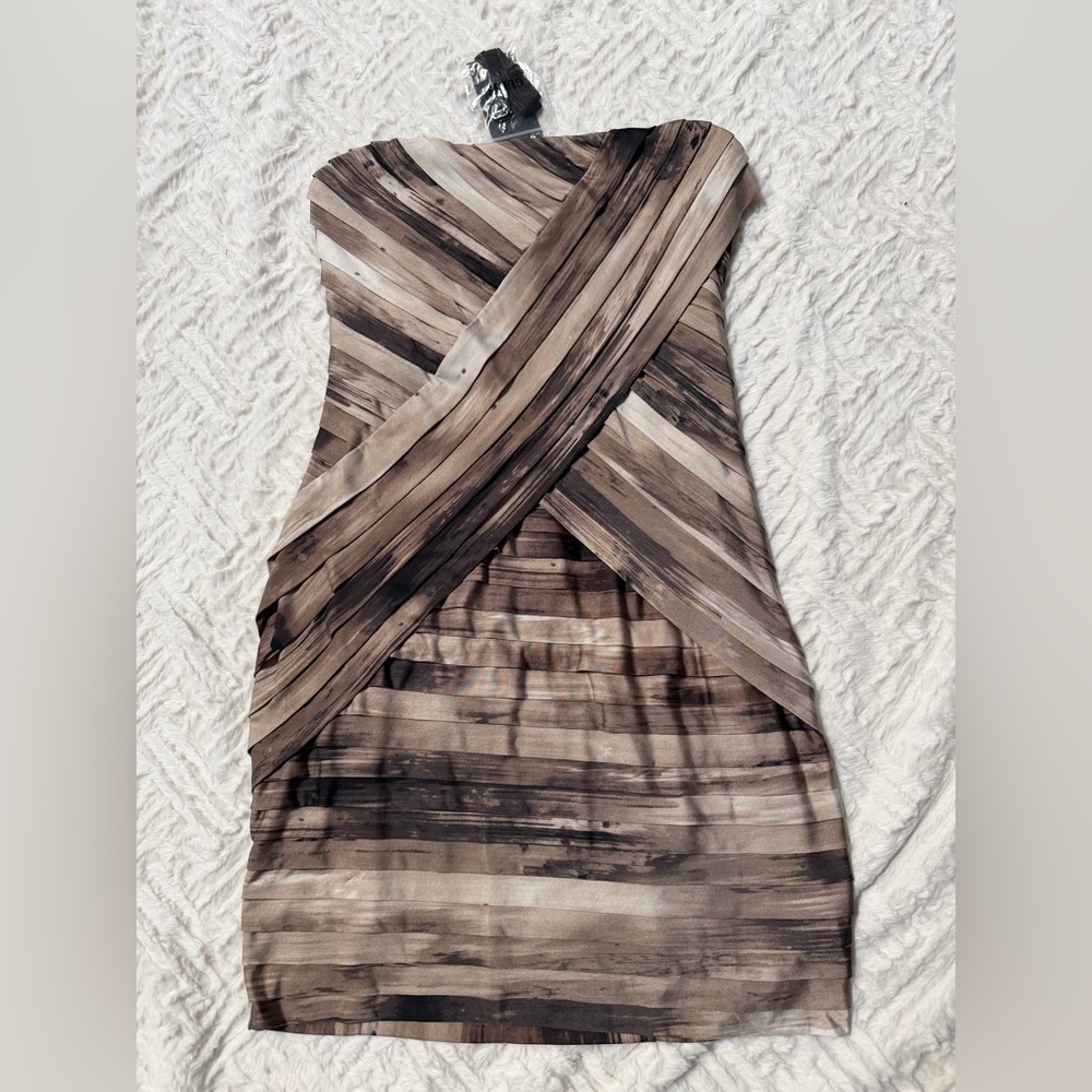 Guess Strapless Dress in Brown Tones